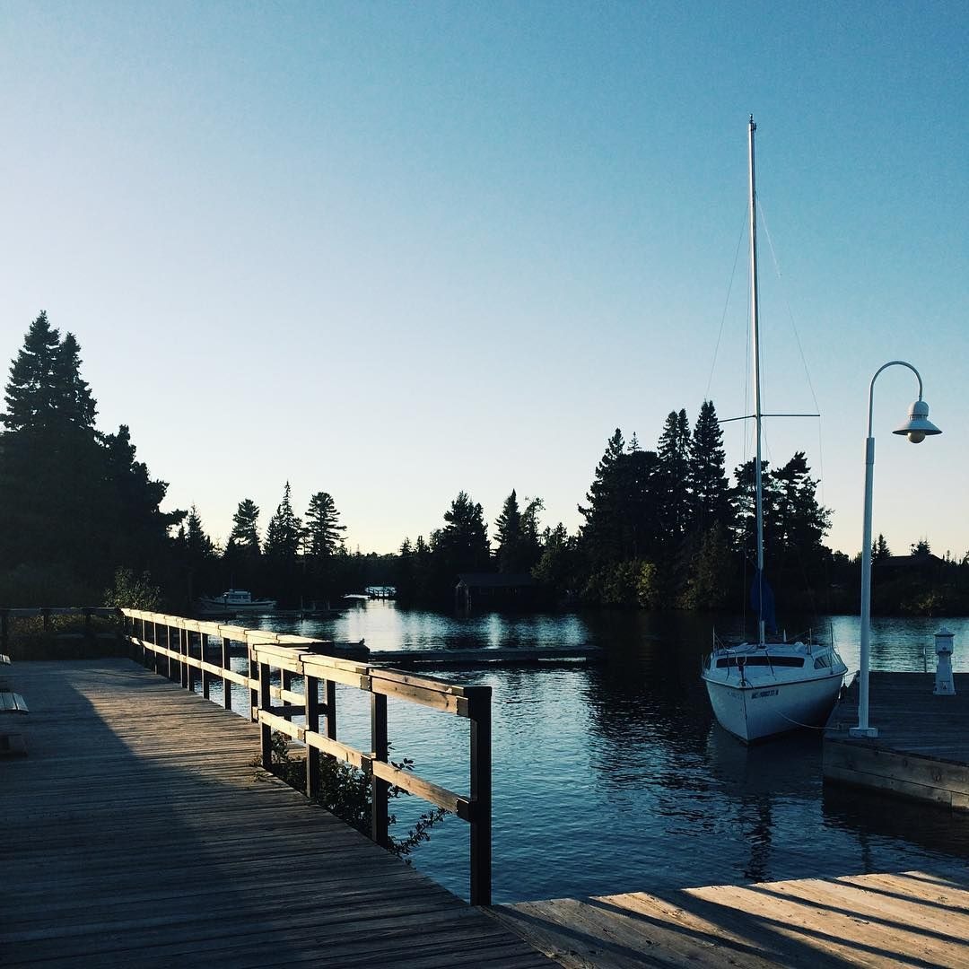 A marina at dusk
