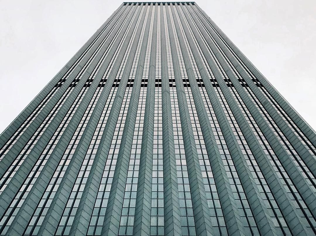 A tower seen from the street